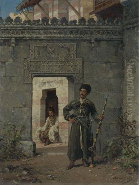 The Circassian Guards Oil Painting by Stanislaus von Chlebowski