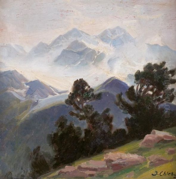 Pejzaz Gorski Oil Painting by Jozef Chlebus