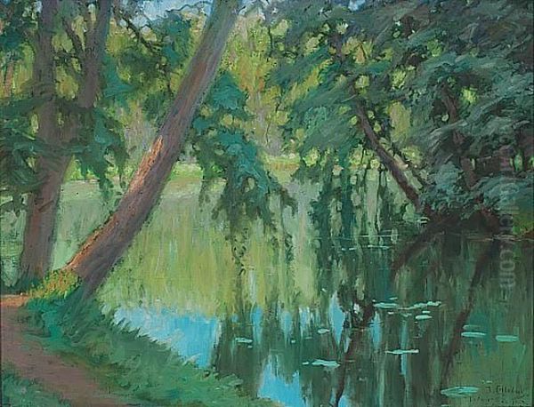 Park Oil Painting by Jozef Chlebus