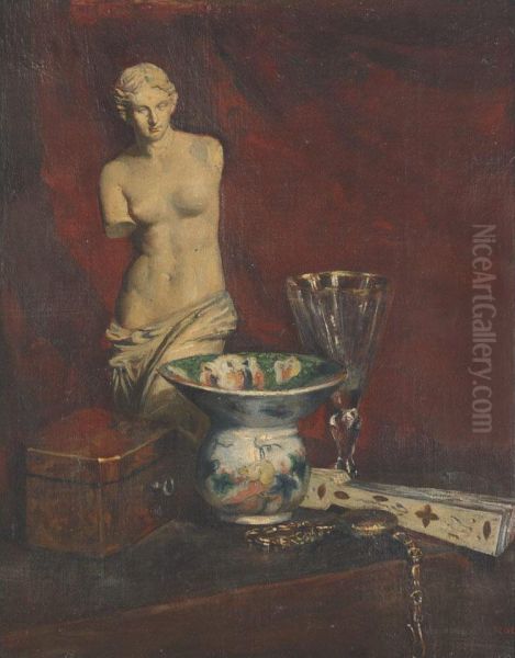 Still Life With Venus De Milo Statue Oil Painting by Paul Charles Chocarne-Moreau