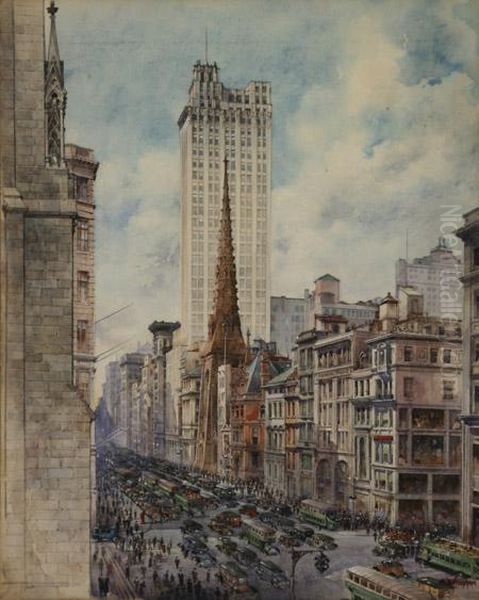 Fifth Avenue, New York Oil Painting by Paul F. Choppin