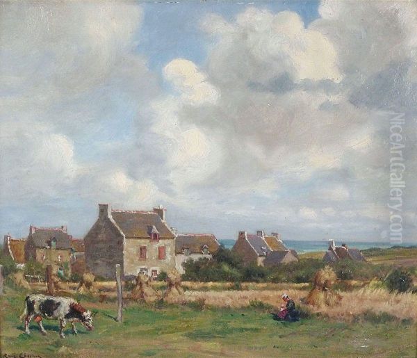 Le Hameauen Bretagne Oil Painting by Rene Maxime Choquet