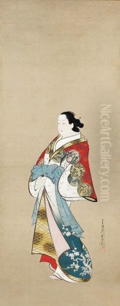 Courtesan Oil Painting by Miyagawa Choshun