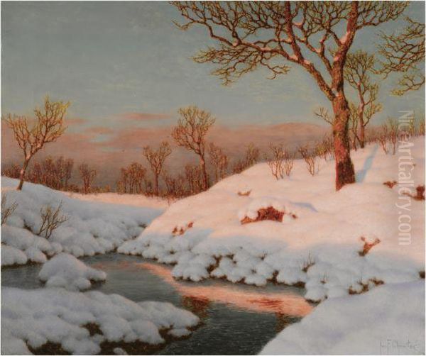 Winter Sunset Oil Painting by Ivan Fedorovich Choultse