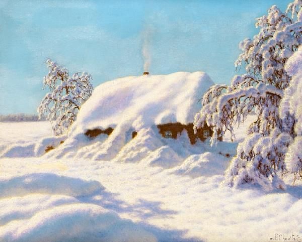 The Snow-covered Cabin Oil Painting by Ivan Fedorovich Choultse