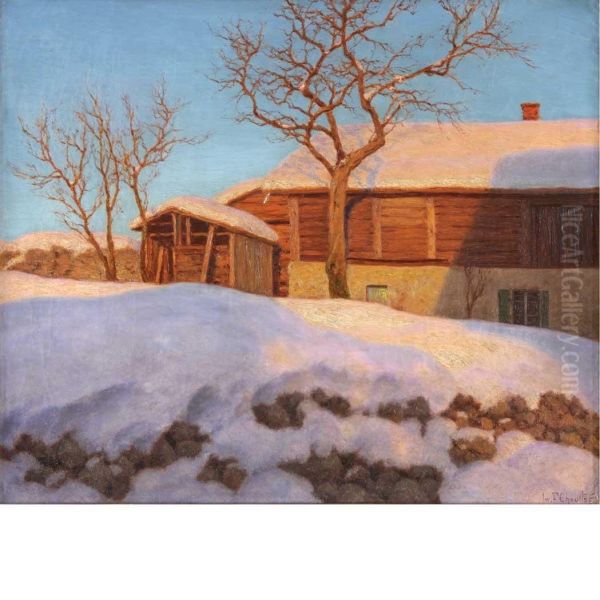 Evening, January, Haute Savoie Oil Painting by Ivan Fedorovich Choultse