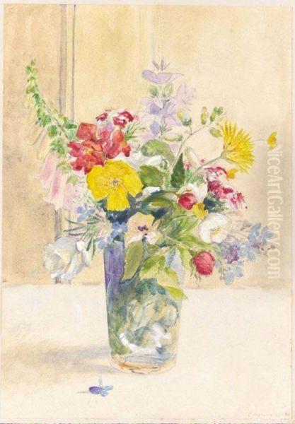 Still Life Of Flowers Oil Painting by Gerard Chowne