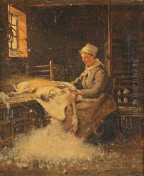 La Plumeuse D'oie Oil Painting by Rene Louis Chretien