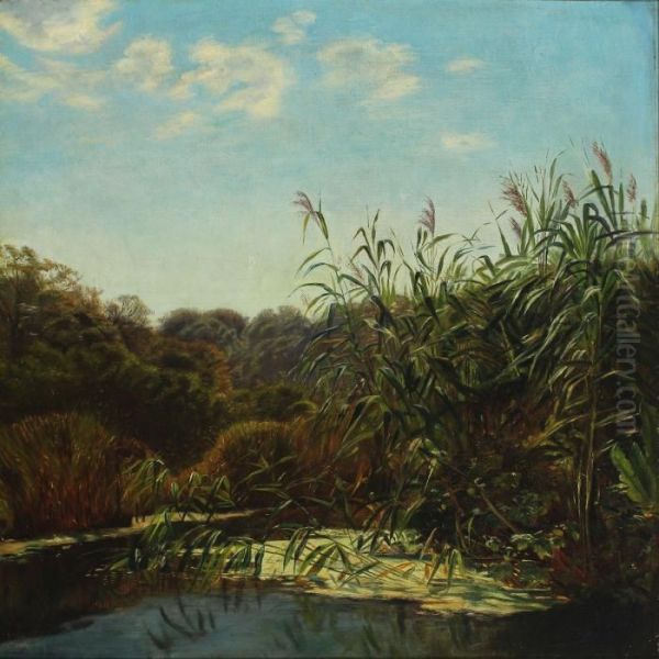 Glade With Lake Oil Painting by Godfred B.W. Christensen