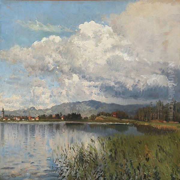 Summer Day Near Jonkoping, Sweden Oil Painting by Godfred B.W. Christensen