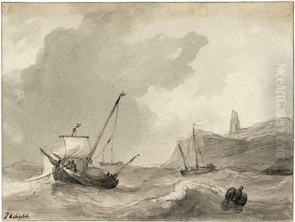 Segelboote Bei Stu Oil Painting by Johannes Christianus