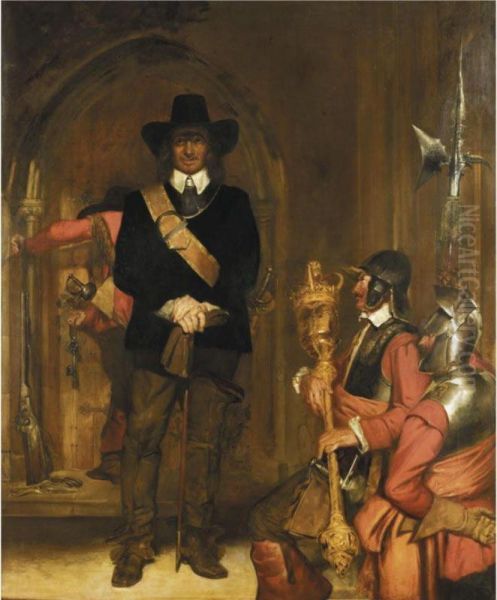 Oliver Cromwell Imprisoning King Charles I Oil Painting by Alexander Christie