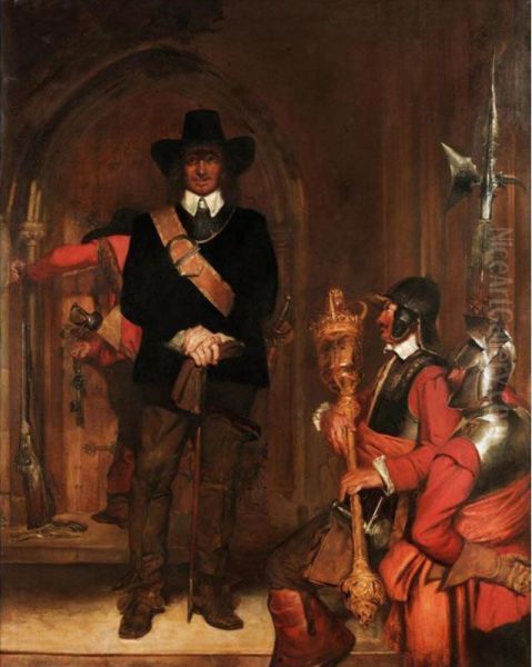 Oliver Cromwell Imrpisoning King Charles I Oil Painting by Alexander Christie