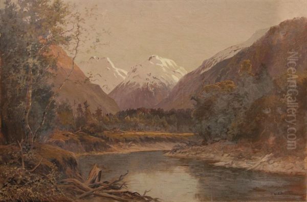 Southern Alps Oil Painting by Ernest William Christmas