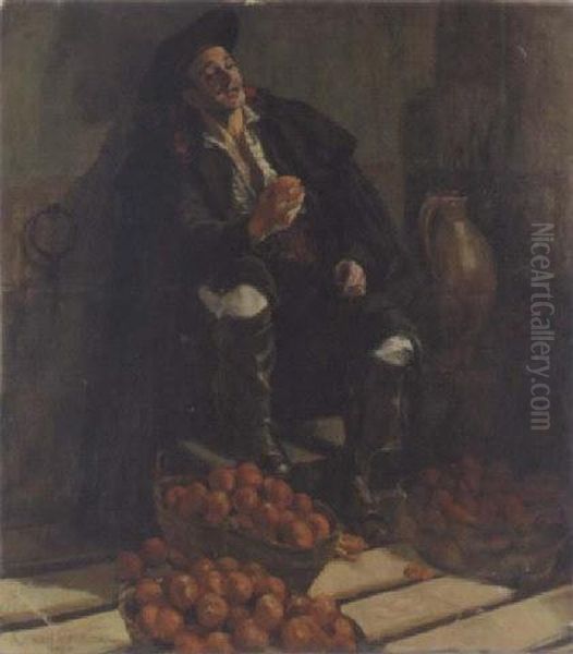 Orange Seller Oil Painting by Alejandro Christophersen