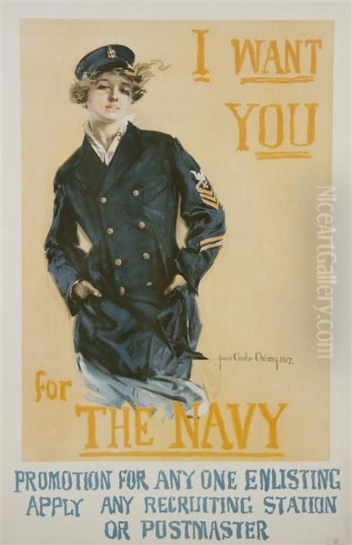 I Want You For The Navy Oil Painting by Howard Chandler Christy