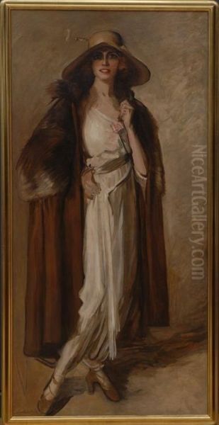 Full Length Portrait Of A Lady Oil Painting by Howard Chandler Christy