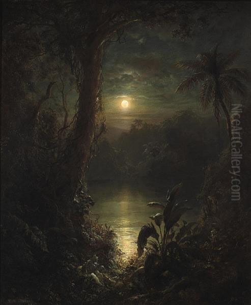 Twilight In The Tropics (a Tropical Moonlight) Oil Painting by Frederic Edwin Church