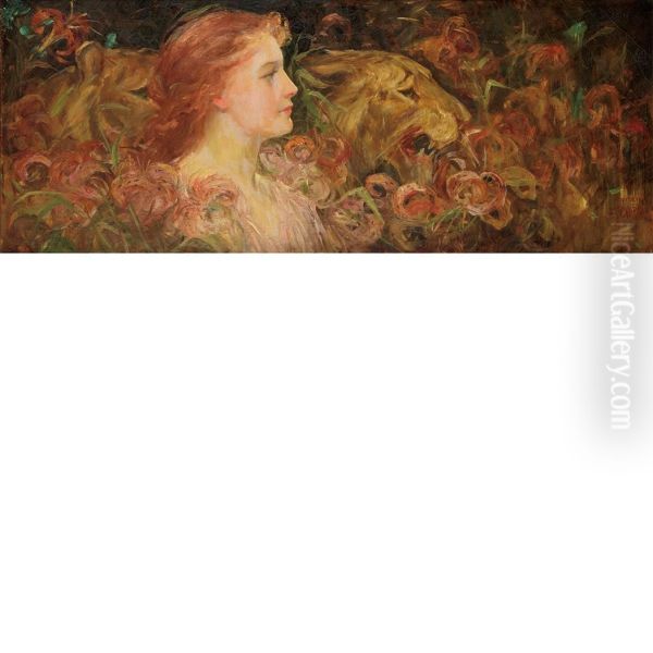 Lady And A Tiger Oil Painting by Frederick Stuart Church