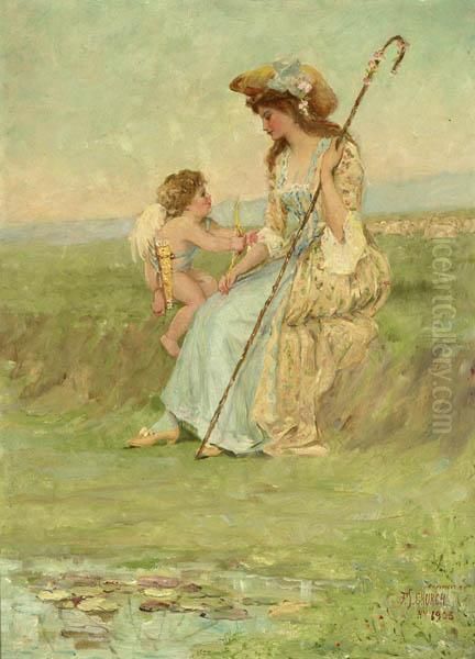 Cupid In Conversation With A Lady-in-waiting Oil Painting by Frederick Stuart Church