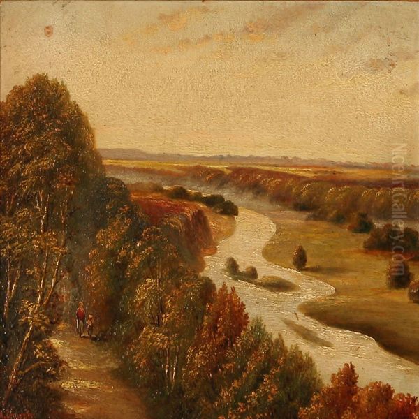 Landscape With A Serpentine River Oil Painting by Henry Church