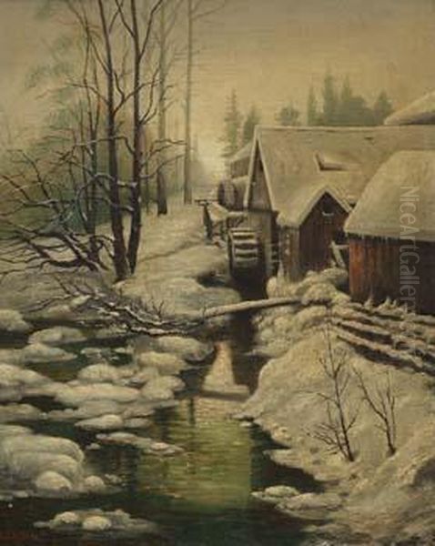 Winter
Scenes With Watermill And Woodland Oil Painting by Henry Church