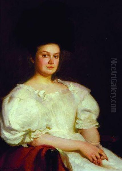 Portrait Of A Lady In White Oil Painting by William Worcester Churchill