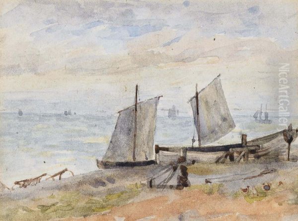 Aldeburgh Beach (illustrated); And Moat Farm, Dallinghoo Oil Painting by Thomas Gainsborough