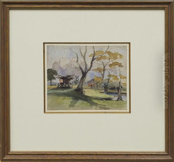 A Woodman's Cart With A Distant Windmill Oil Painting by Thomas Gainsborough