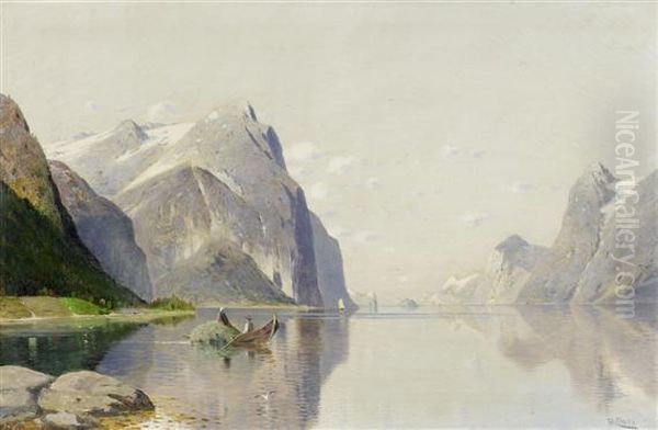 Fjord Landscape. Oil Painting by Fritz Chwala