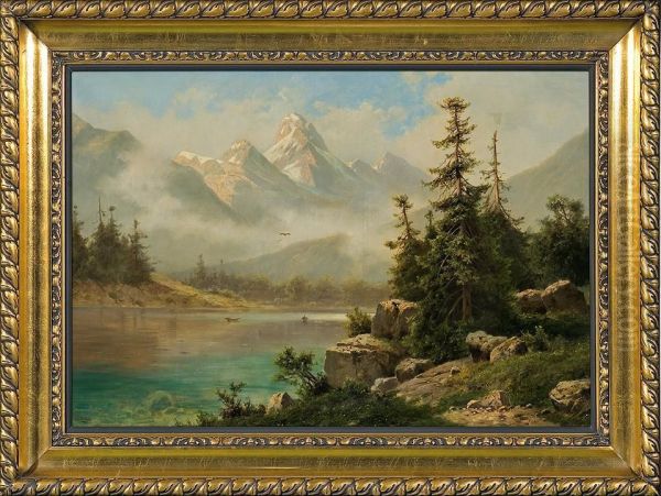 Lake In The Alps Oil Painting by Fritz Chwala