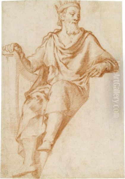 Design For A Lunette: King David Oil Painting by Agostino Ciampelli