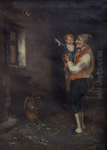 Hombre Con Nino Oil Painting by F.A. Ciappa