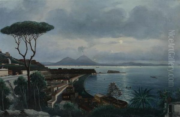 Bay Of Naples Oil Painting by Vincenzo Ciappa