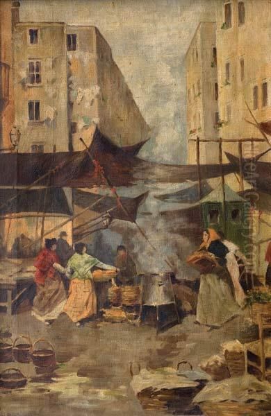 Mercato Di Pesce Oil Painting by Vincenzo Ciappa