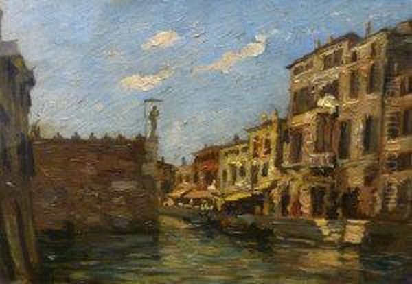 View On A Venetian Canal Oil Painting by Emma Ciardi