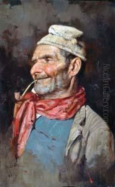 Vecchio Con Pipa Oil Painting by Giuseppe Giardiello