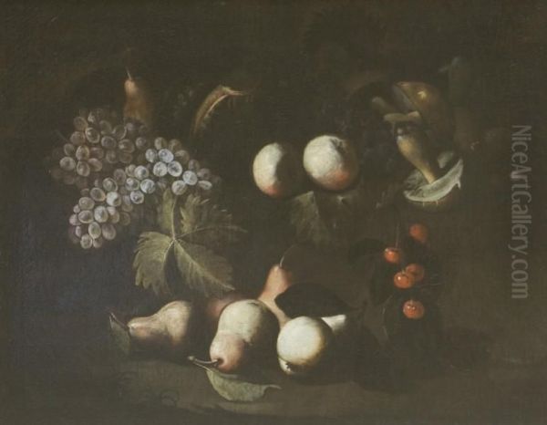 Natura Morta Di Frutta E Funghi Oil Painting by Francesco Antonio Cicalese