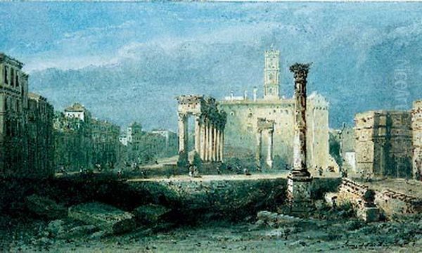 Ruines Romaines Oil Painting by Ernest Ciceri