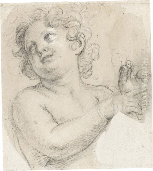 Cartoon Fragment: Study Of A Putto Oil Painting by Carlo Cignani