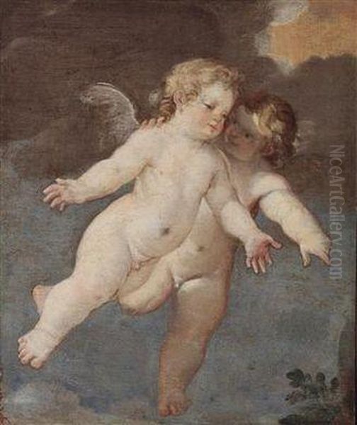 Two Flying Putti Oil Painting by Carlo Cignani