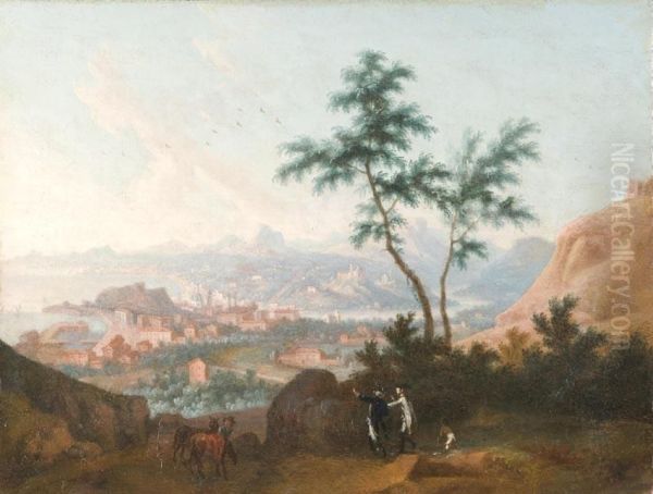 Veduta Di Nizza Dal Mont Alban Oil Painting by Angelo Antonio Cignaroli