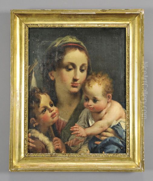 Madonna Con Bambino E Sangiovannino Oil Painting by Giambettino, Giov. Cignaroli B