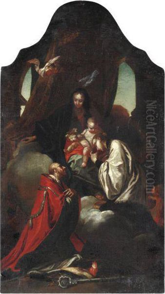 Madonna Col Bambino, Sant'agostino E Santo Vescovo Oil Painting by Giambettino, Giov. Cignaroli B