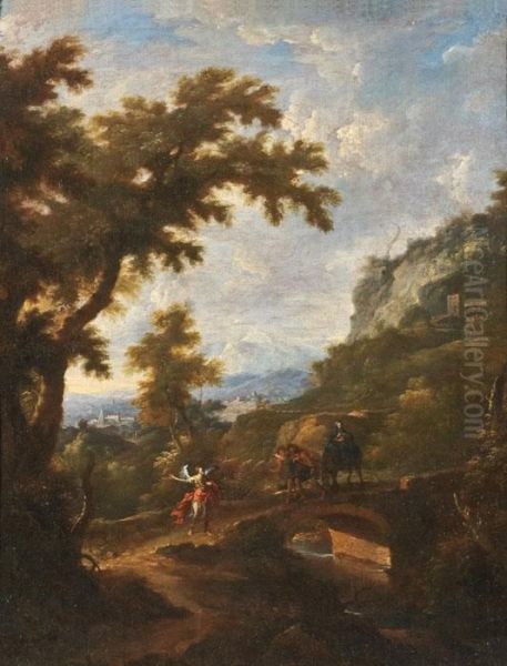 Paesaggio Con La Fuga In Egitto Oil Painting by Scipione Cignaroli