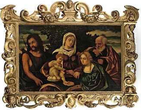 The Holy Family With Saint John The Baptist And Saint Catherine Ofalexandria Oil Painting by Giovanni Battista Cima da Conegliano