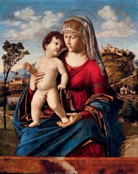 The Madonna And Child In A Landscape Oil Painting by Giovanni Battista Cima da Conegliano