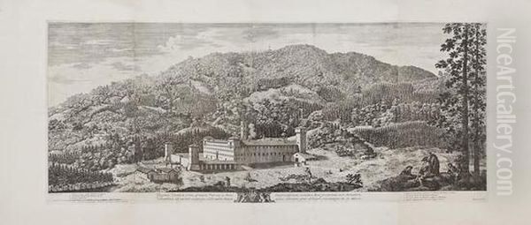 View Of The Monastery Of Vallombrosa Near Florence by Antonio Cioci or Ciocchi