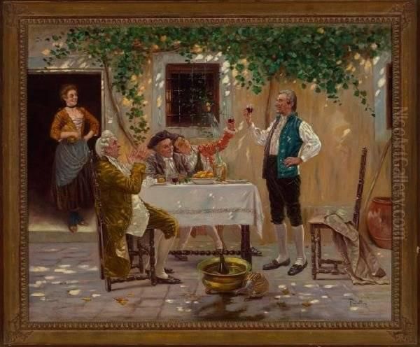 The Tavern Toas Oil Painting by F. Ciotta