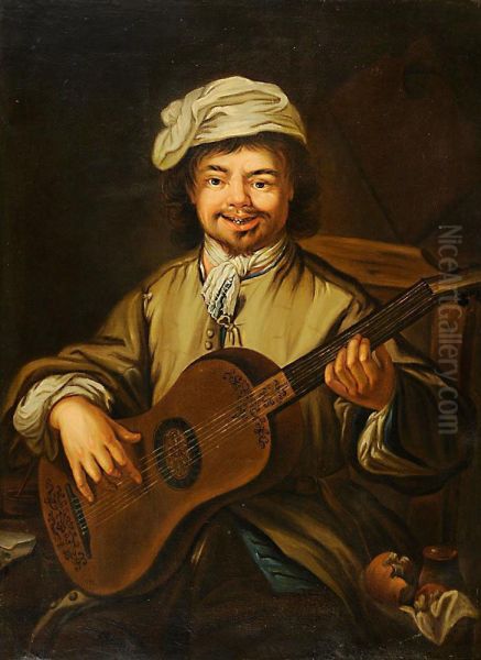 Suonatore Di Chitarra Oil Painting by Giacomo Francesco Cipper